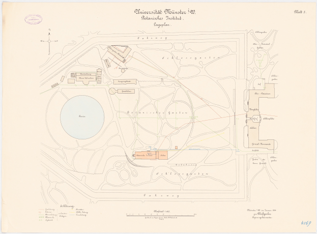 Eine detaillierte Karte von Berlin, Deutschland, mit dem Zentrum auf der Universität Münster, die ihre Gebäude, Straßen und Annehmlichkeiten zeigt.