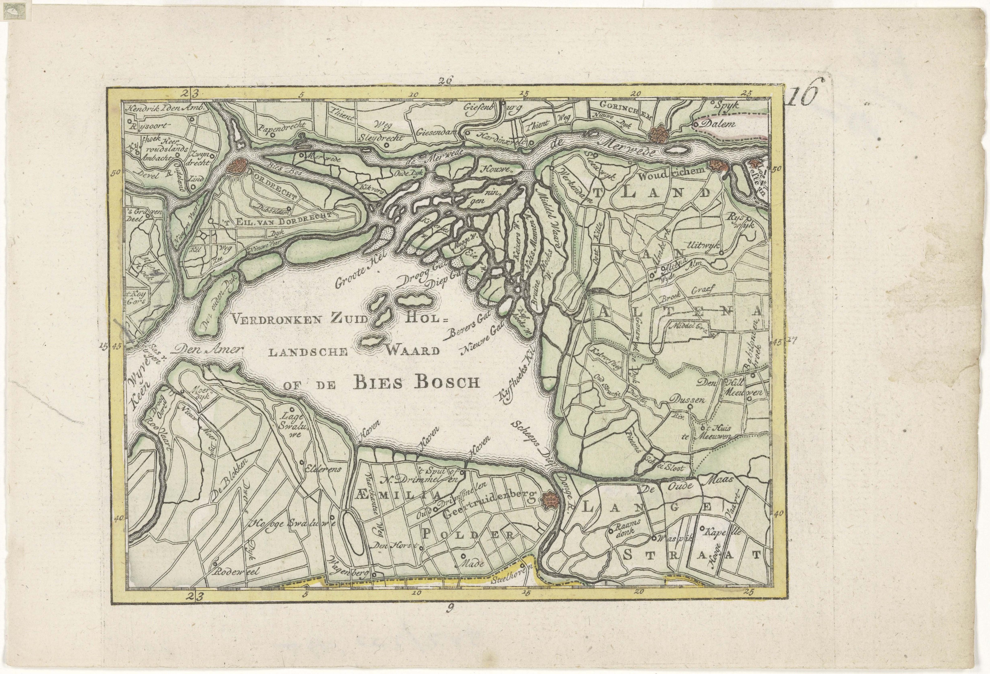 Detailierte alte Karte von Bies Bosch, Deutschland, zeigt Straßen, Gebäude und Sehenswürdigkeiten mit begleitendem Text.
