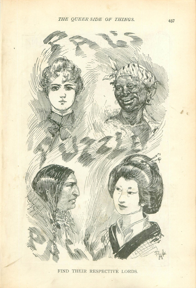 Cover eines alten Buches mit dem Titel "Die queere Seite der Dinge" mit einer Zeichnung von vier Frauenköpfen.