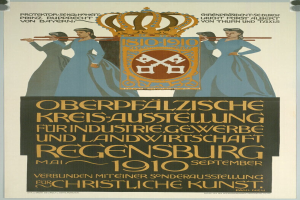 Plakat zur Deutschen Revolution 1910, das eine Gruppe von Menschen und eine Krone zeigt, mit Text zu Ereignisinformationen.