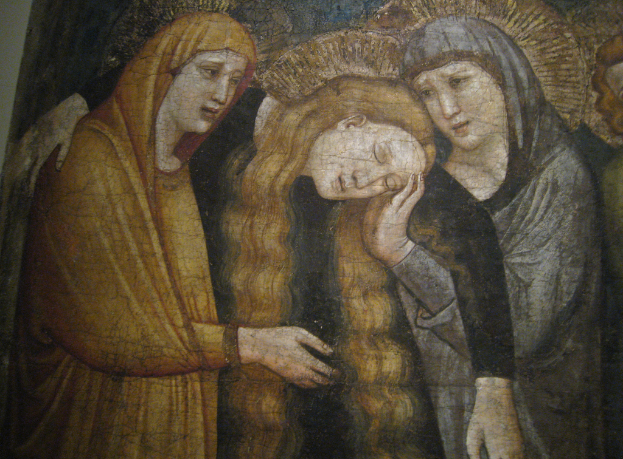 Ein abstraktes Gemälde mit leuchtenden Farben und kräftigen Pinselstrichen.