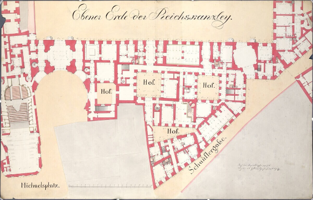 Ein gerahmter alter Stadtplan von Heidelberg, Deutschland, mit Text zu Straßen, Gebäuden und Sehenswürdigkeiten.