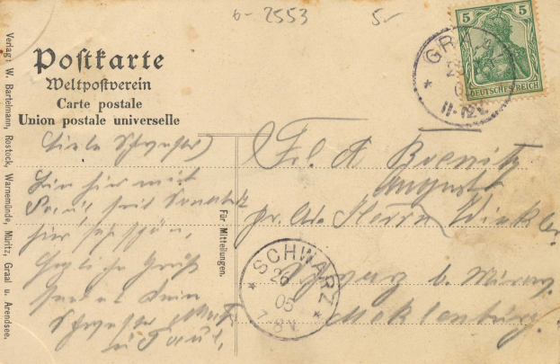 Eine alte deutsche Postkarte vom 6-2553 mit einem Stempel mit der Aufschrift "Wehrmacht" und einem Bild eines Mannes in sehr gutem Zustand.