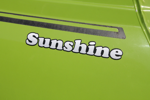 Ein grünes Fahrzeug.