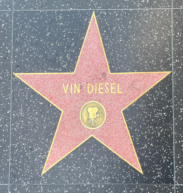 Ein Stern auf dem Hollywood Walk of Fame mit der Aufschrift "Vin Diesel".
